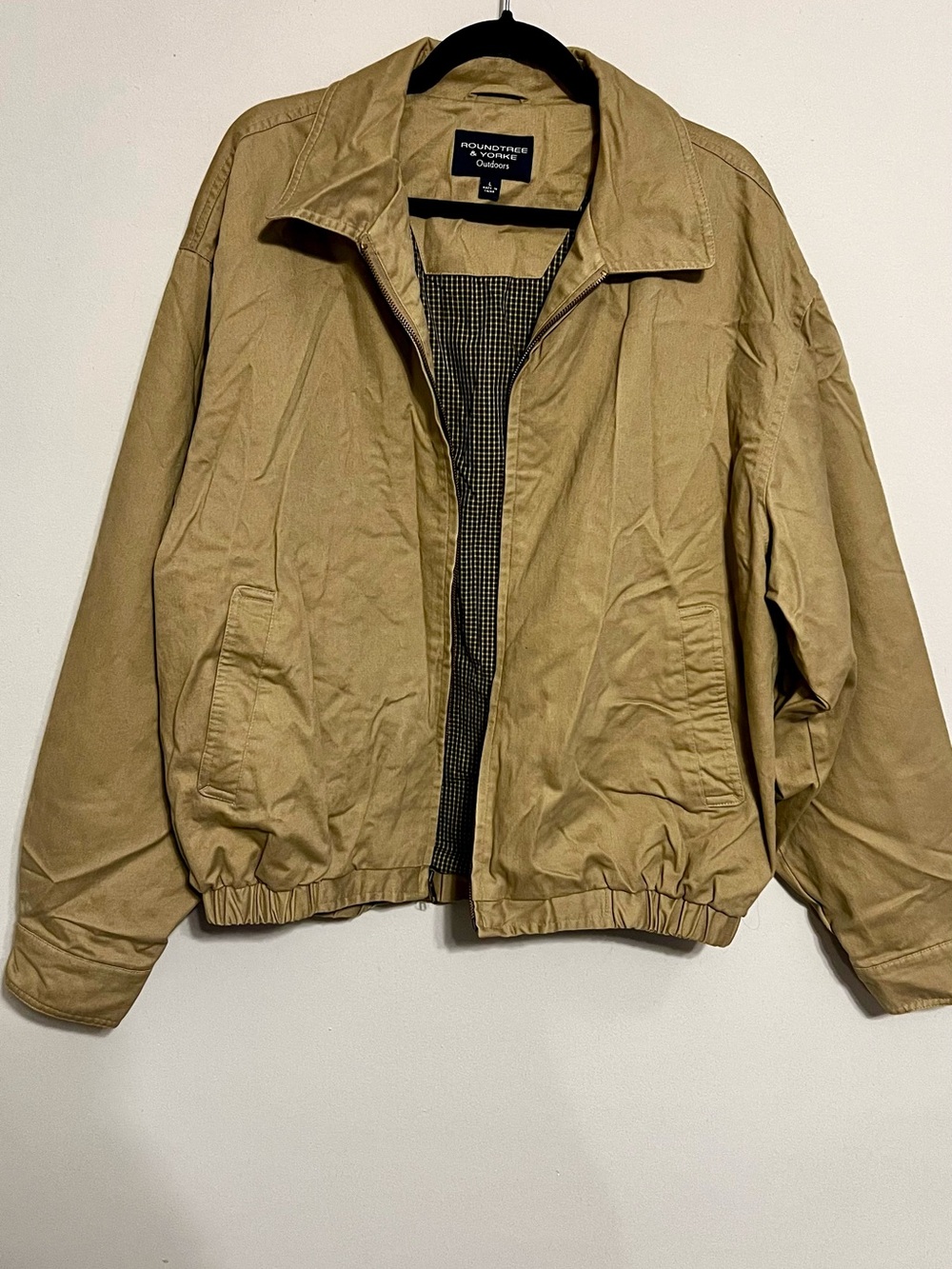 Vintage Roundtree & Yorke Outdoors Tan Harrington Bomber Jacket - Men’s Large